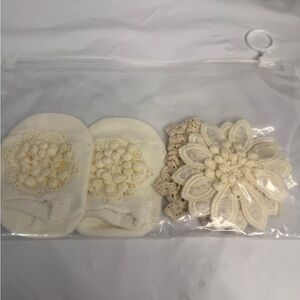 New Cream Baby Booties and Headband Set